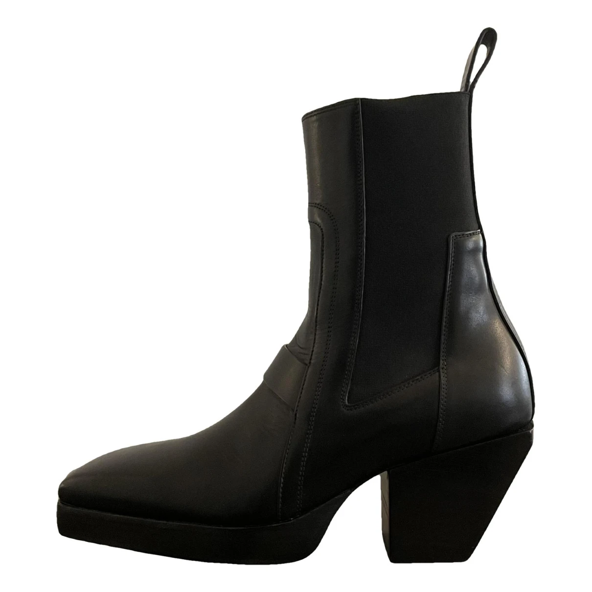 Pre-owned Rick Owens Leather Boots In Black