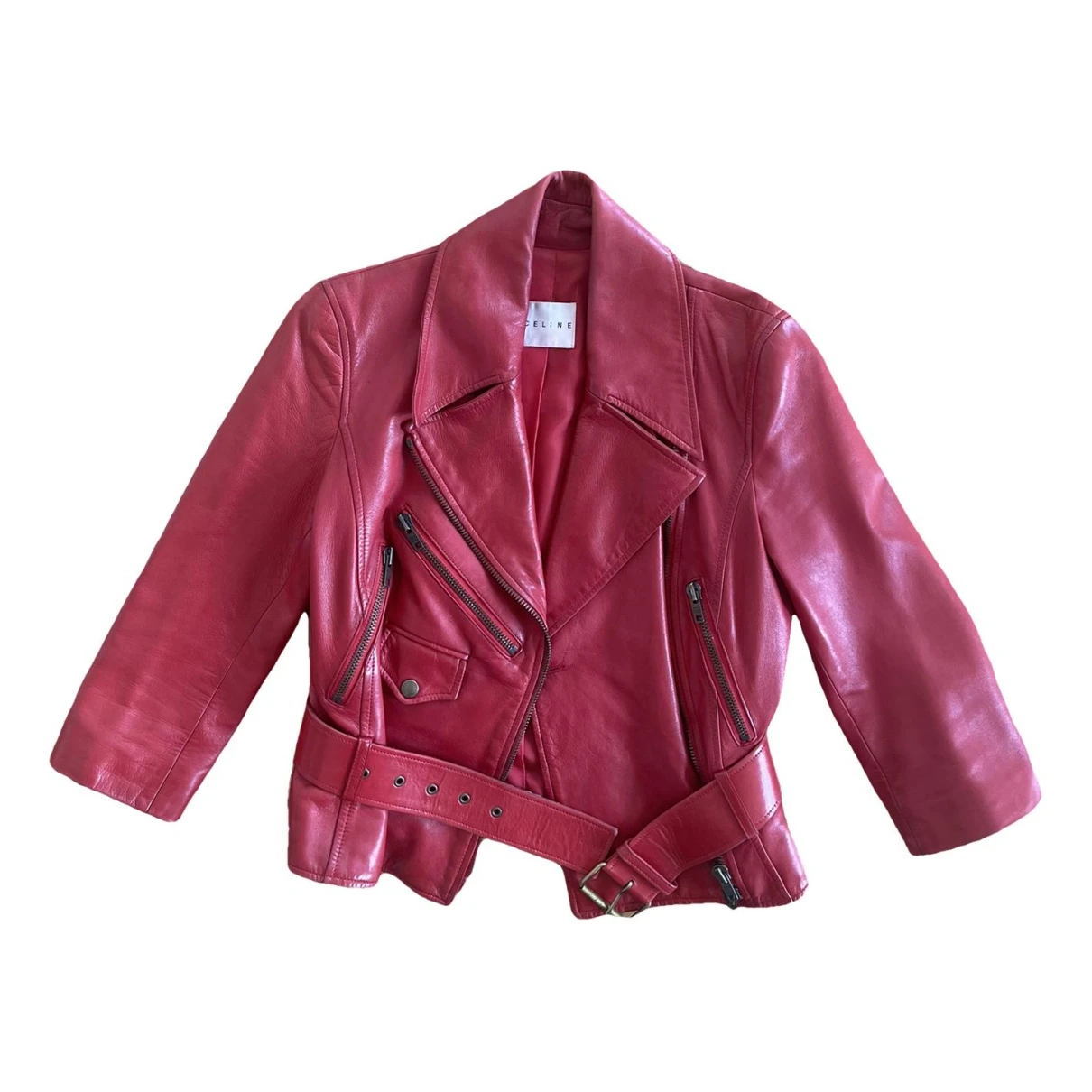Pre-owned Celine Leather Jacket In Red