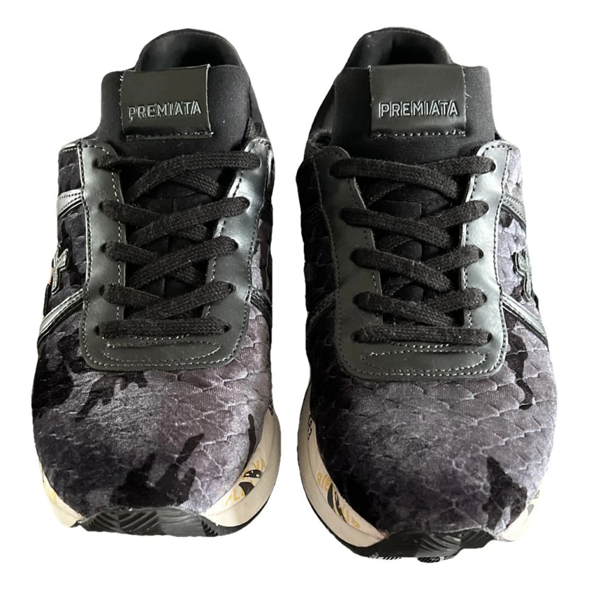 Pre-owned Premiata Velvet Trainers In Anthracite