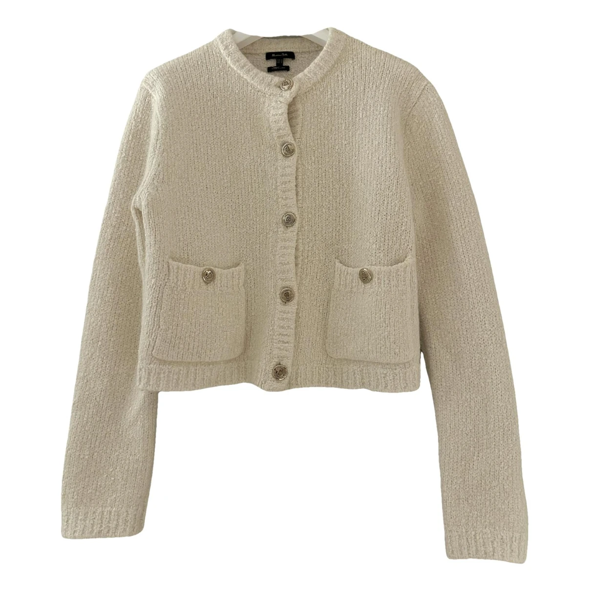 Pre-owned Massimo Dutti Wool Cardigan In Beige