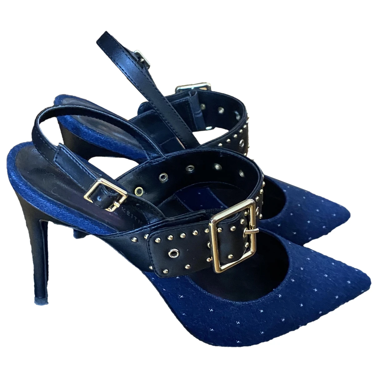 Pre-owned Charles & Keith Cloth Heels In Blue