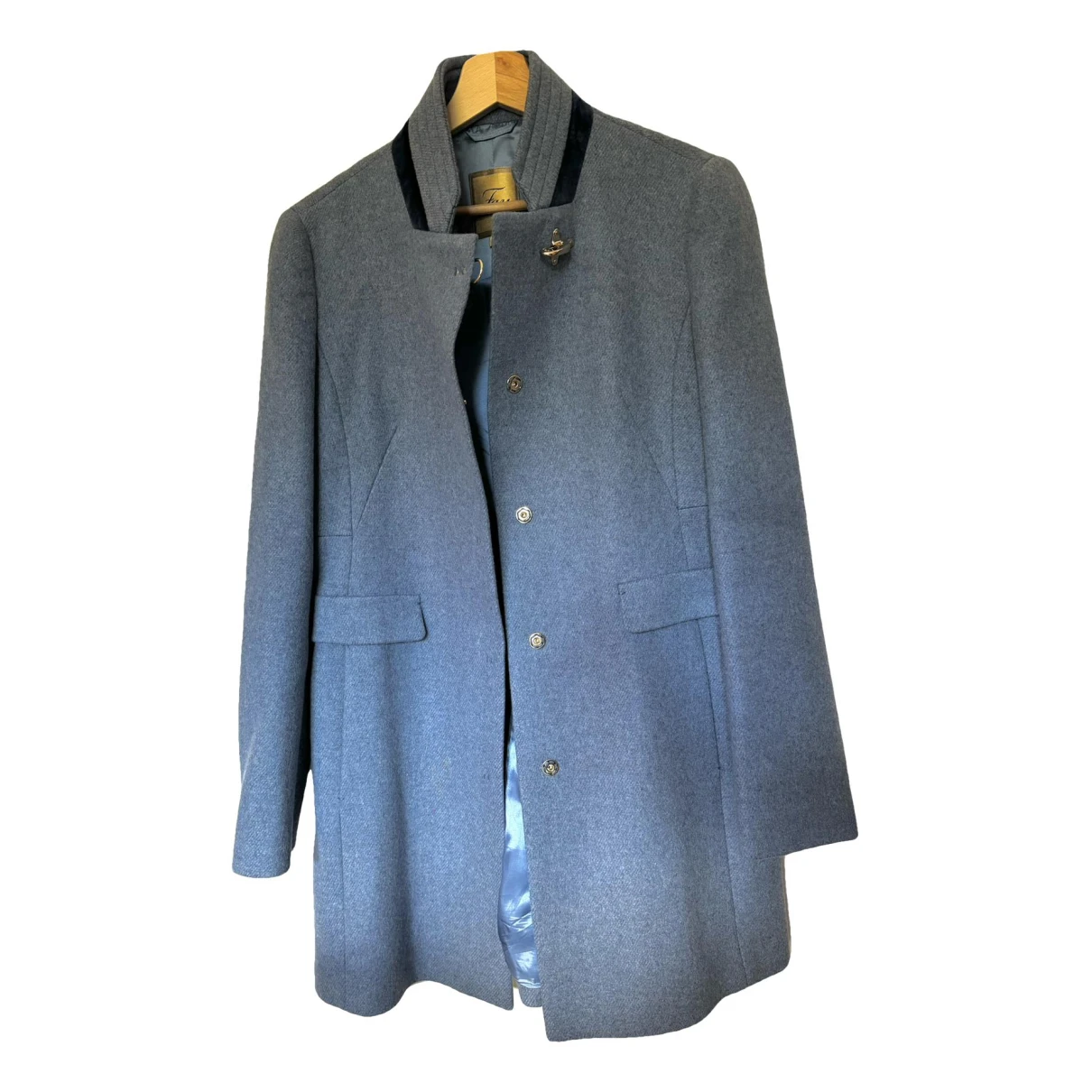 Pre-owned Fay Wool Coat In Turquoise