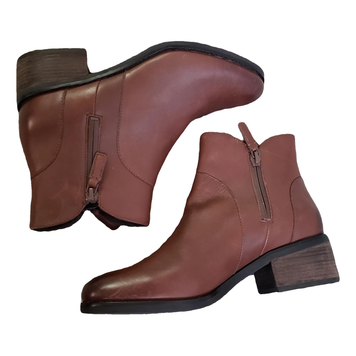 Pre-owned Cole Haan Leather Ankle Boots In Brown
