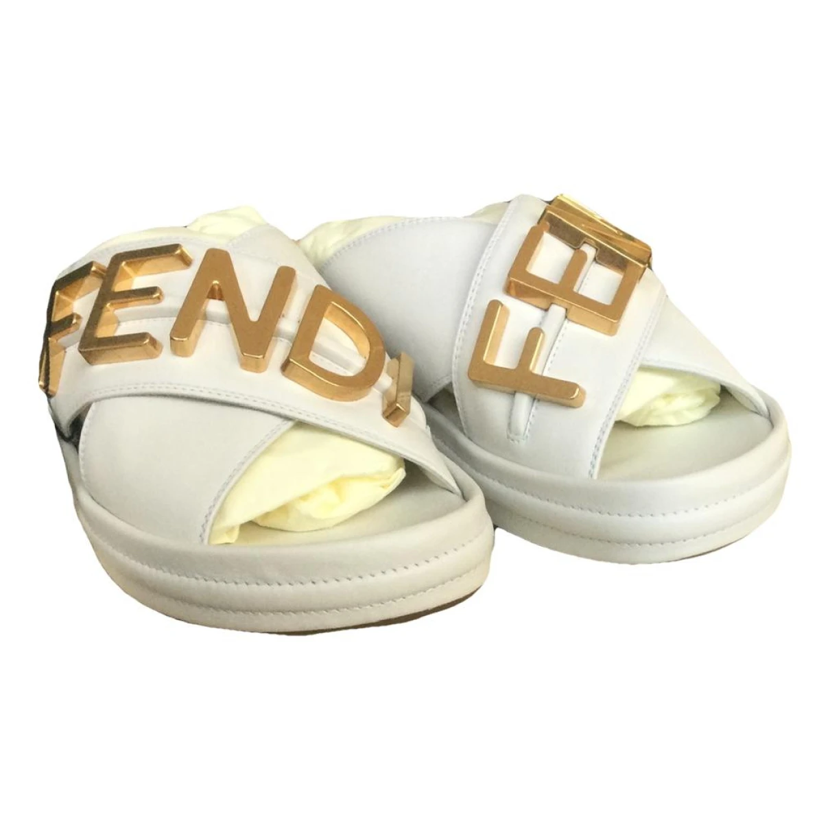 Pre-owned Fendi Leather Mules & Clogs In White