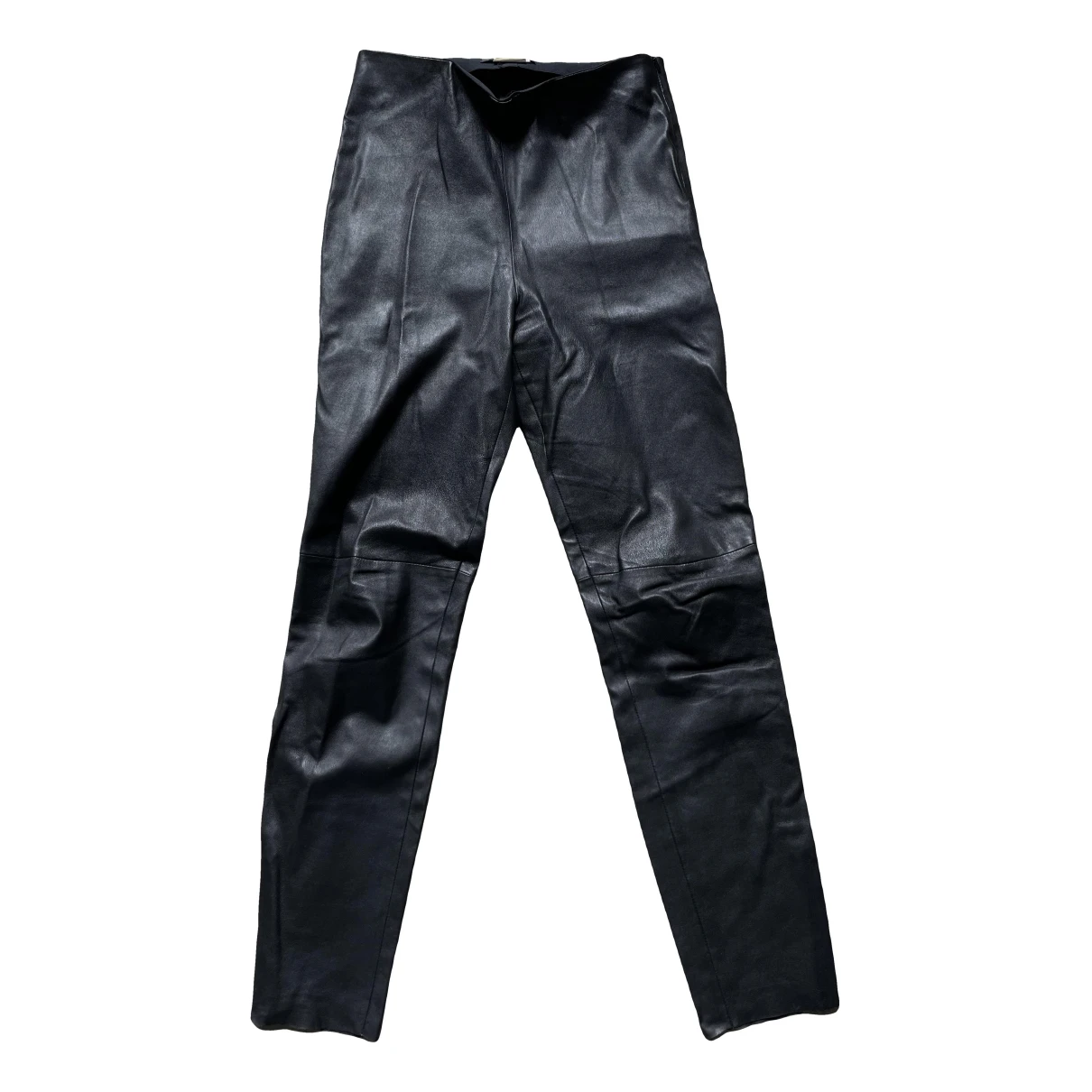 Pre-owned Max Mara Leather Slim Pants In Black