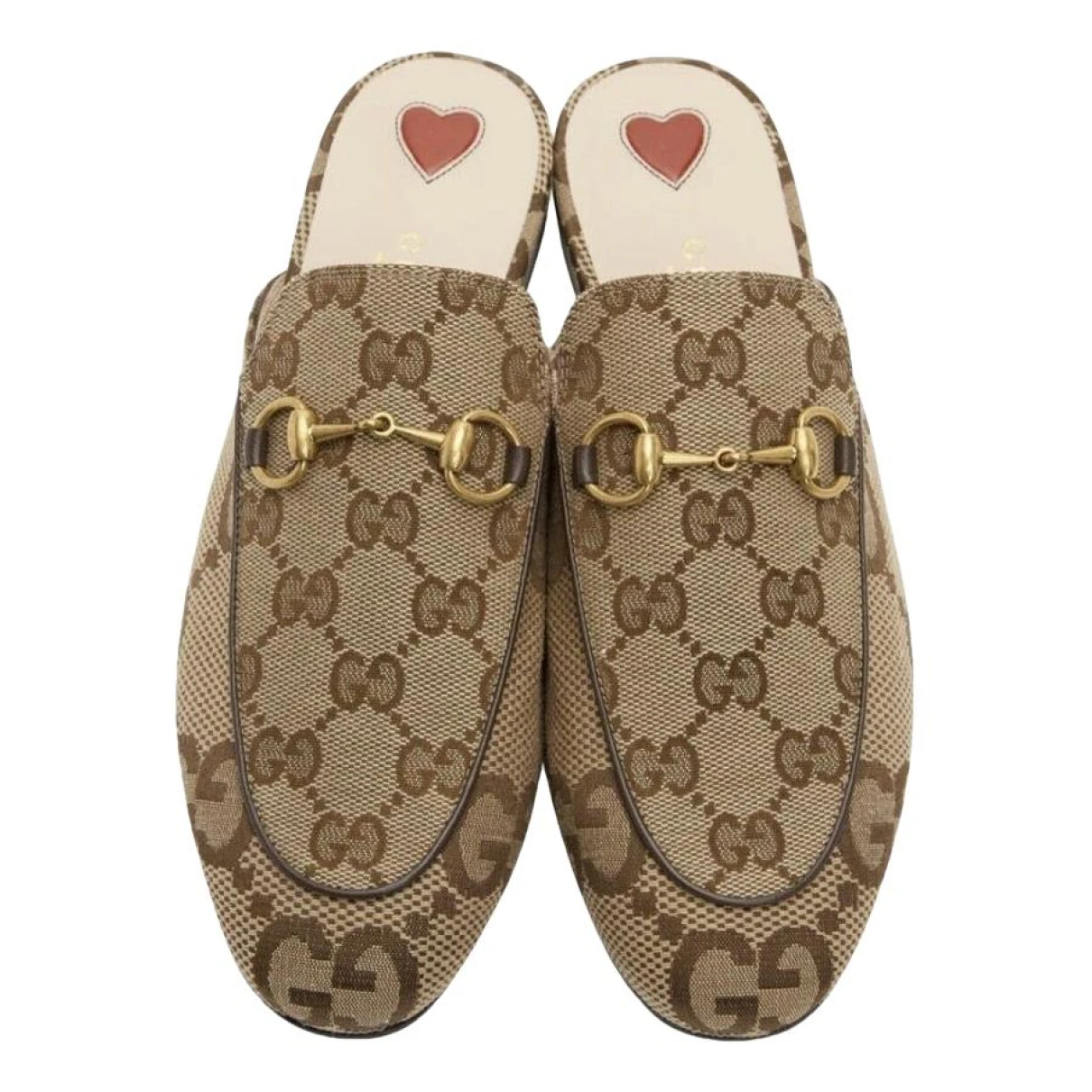 Pre-owned Gucci Princetown Cloth Flats In Beige