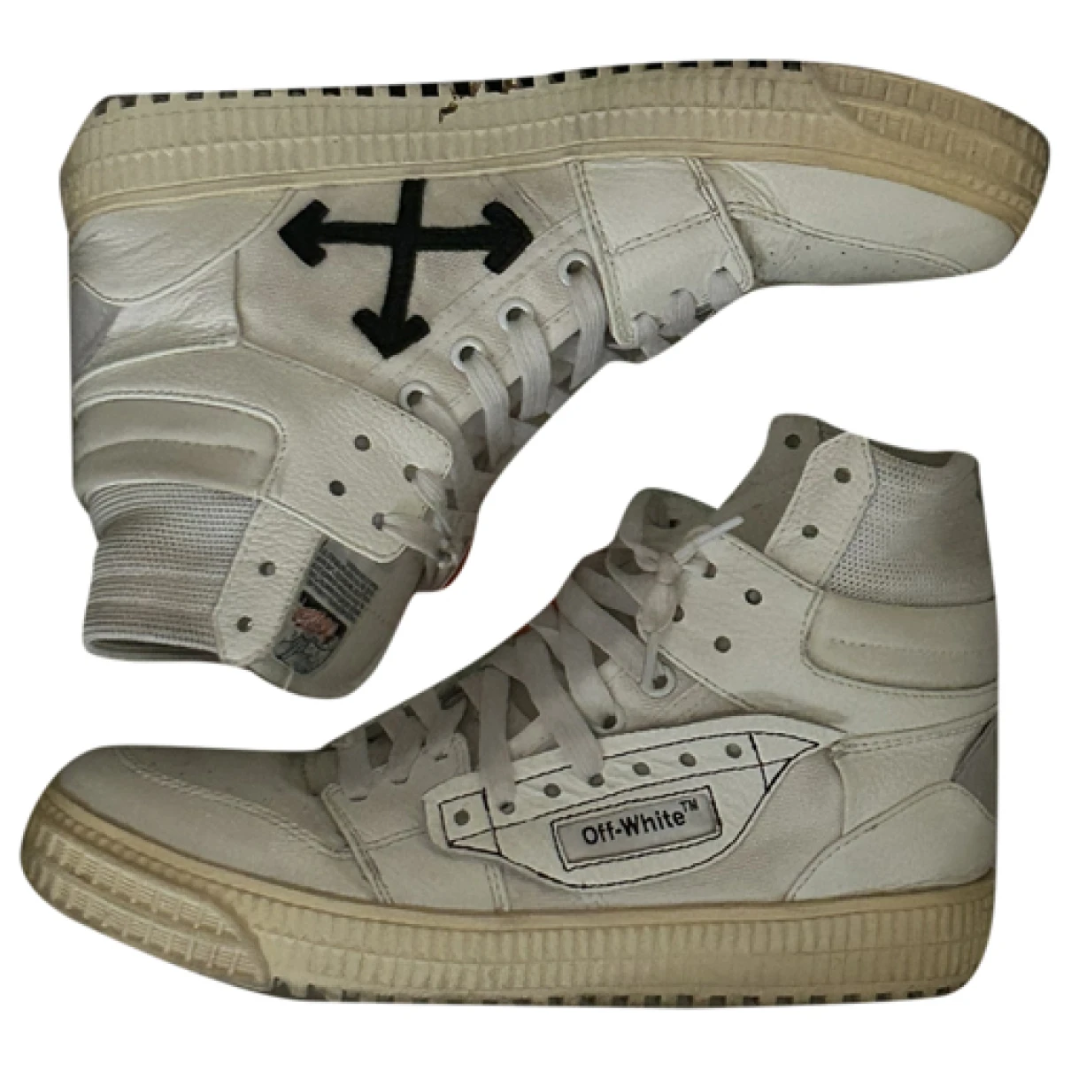 Pre-owned Off-white Pony-style Calfskin Trainers In White