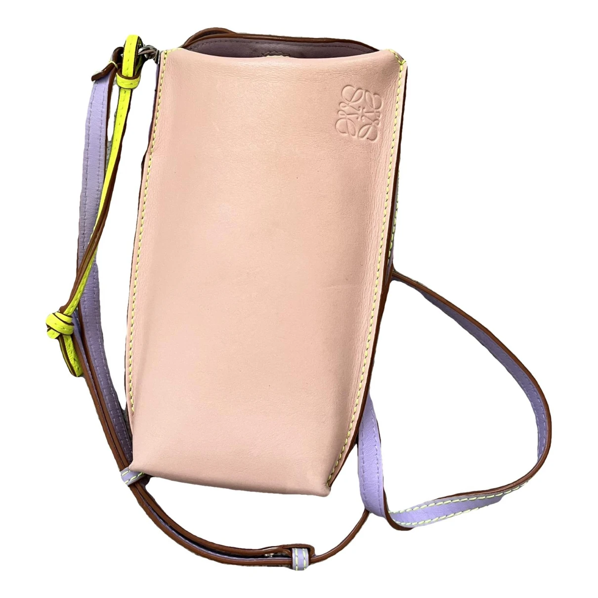Pre-owned Loewe Gate Pocket Leather Crossbody Bag In Pink