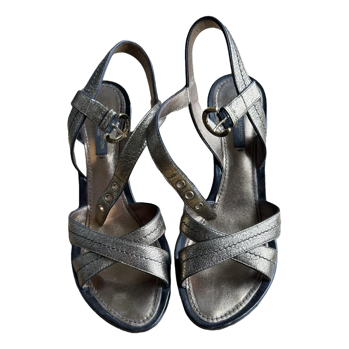 Pre-owned Louis Vuitton Leather Sandals In Gold