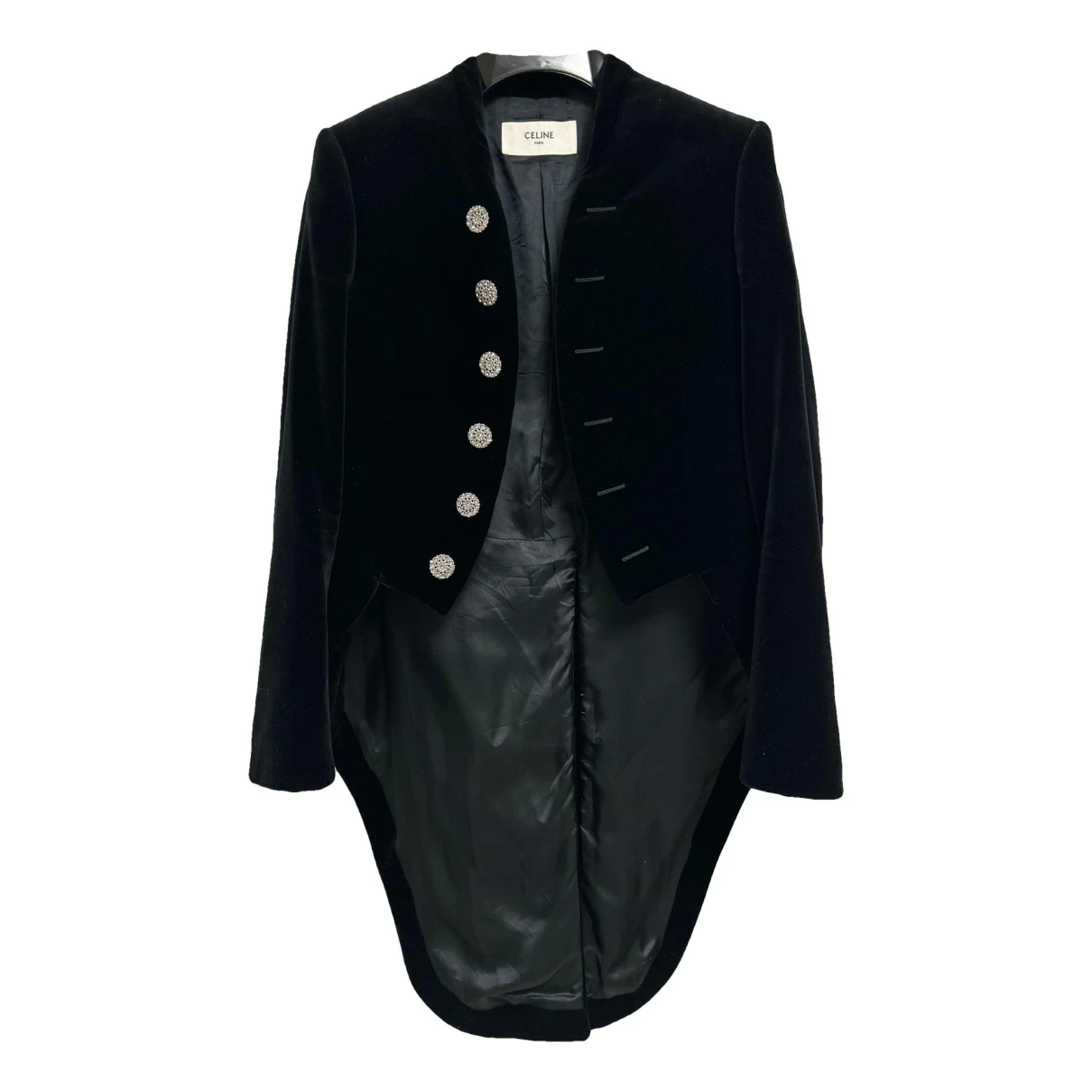 Pre-owned Celine Velvet Coat In Black