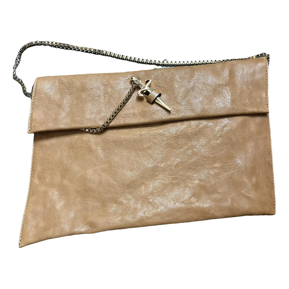 Pre-owned Cesare Paciotti Leather Clutch Bag In Camel