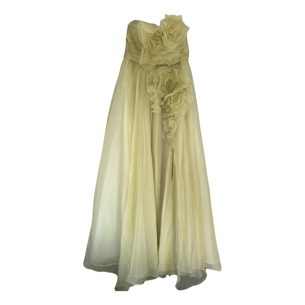 Pre-owned Marchesa Silk Maxi Dress In Yellow