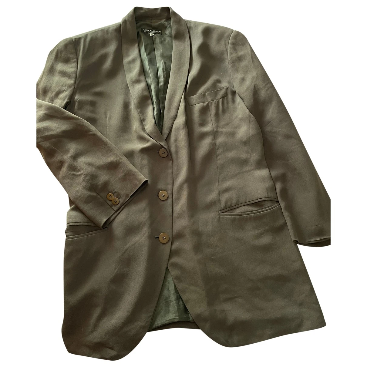 Pre-owned Giorgio Armani Silk Short Vest In Khaki
