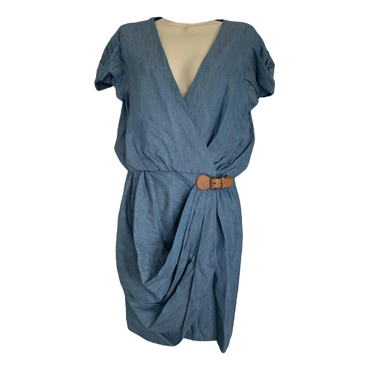 Pre-owned Tibi Linen Mid-length Dress In Blue