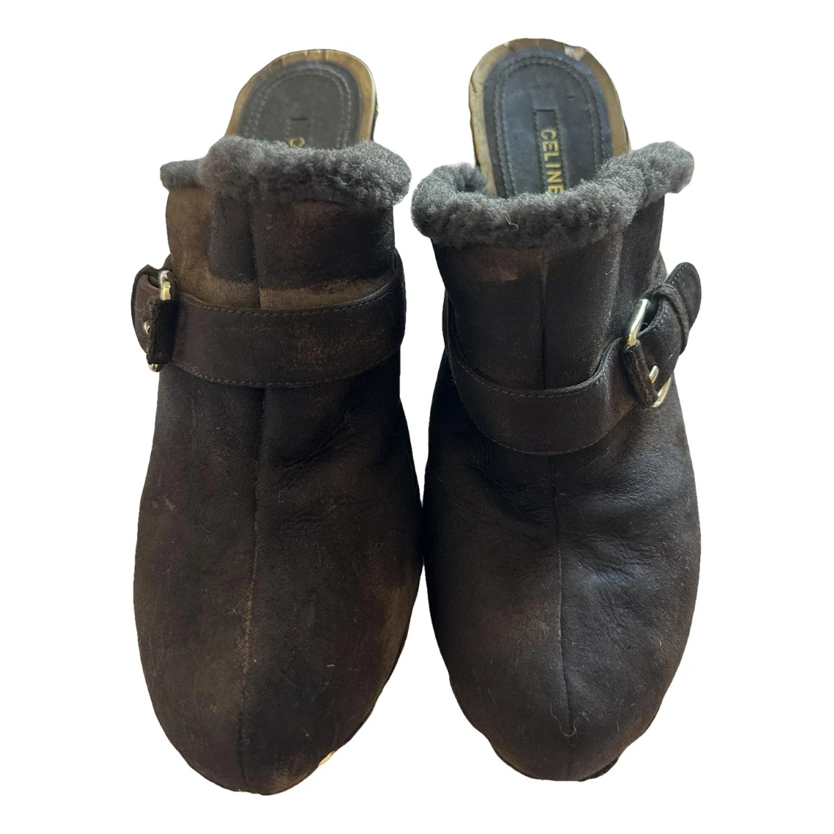 Pre-owned Celine Leather Mules & Clogs In Brown