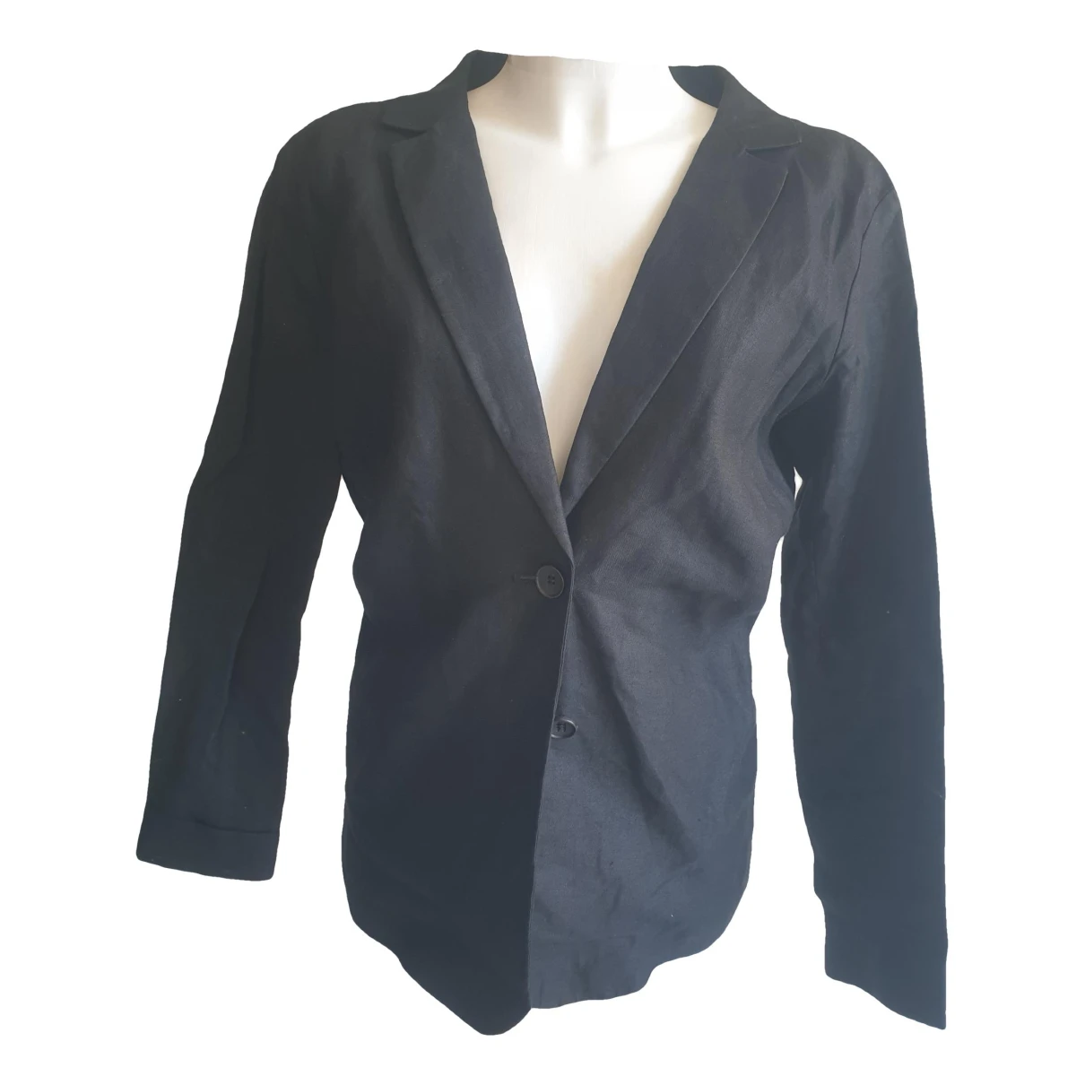 Pre-owned Max Mara Linen Short Vest In Black