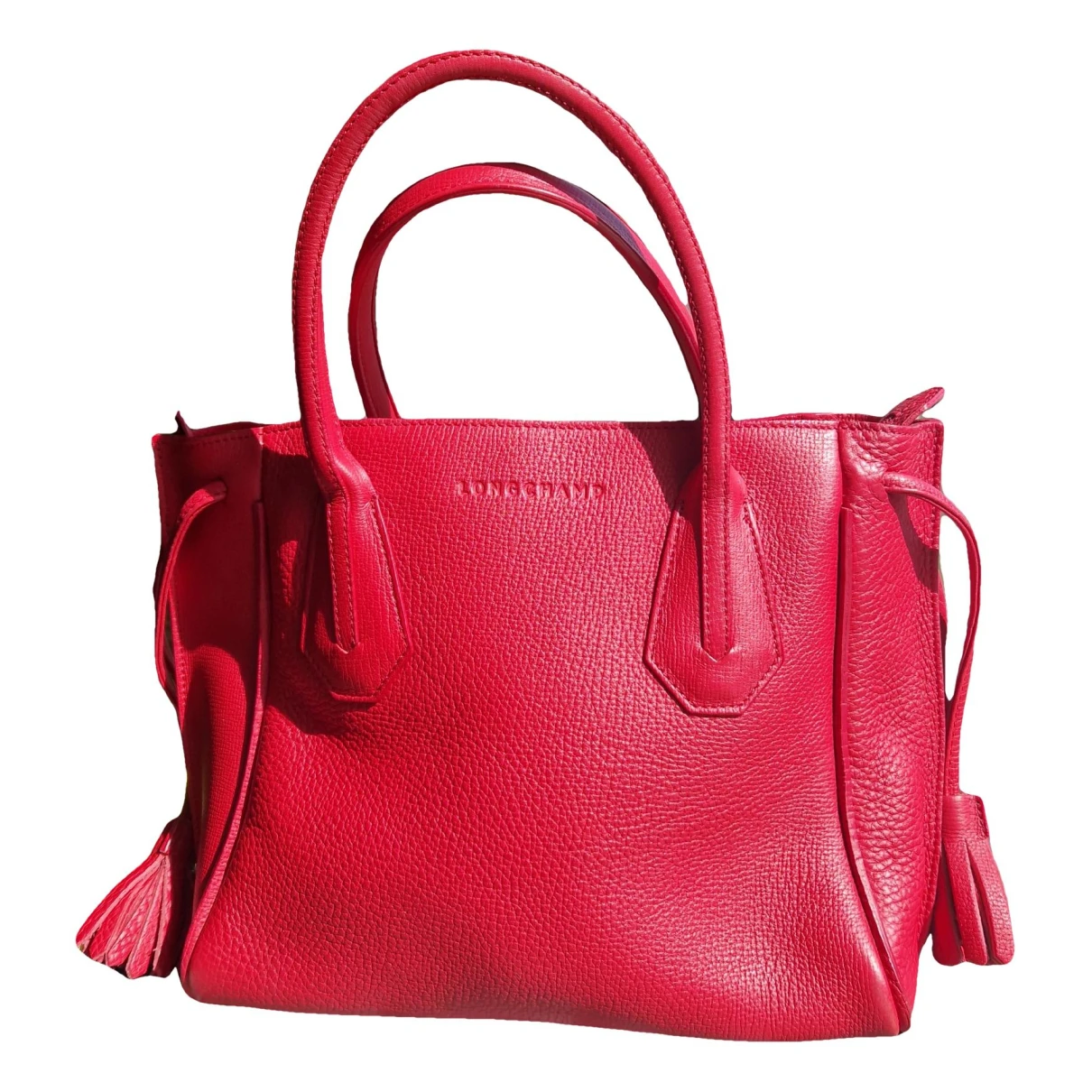 Pre-owned Longchamp Penelope Leather Handbag In Red