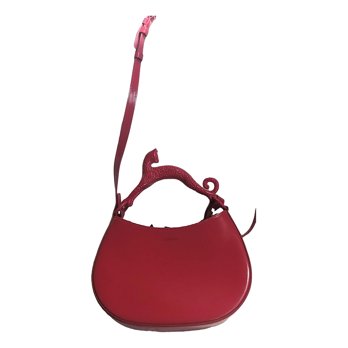 Pre-owned Lanvin Pencil Chat Patent Leather Handbag In Red