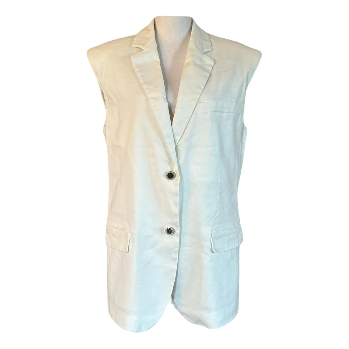 Pre-owned Dondup Linen Cardi Coat In White