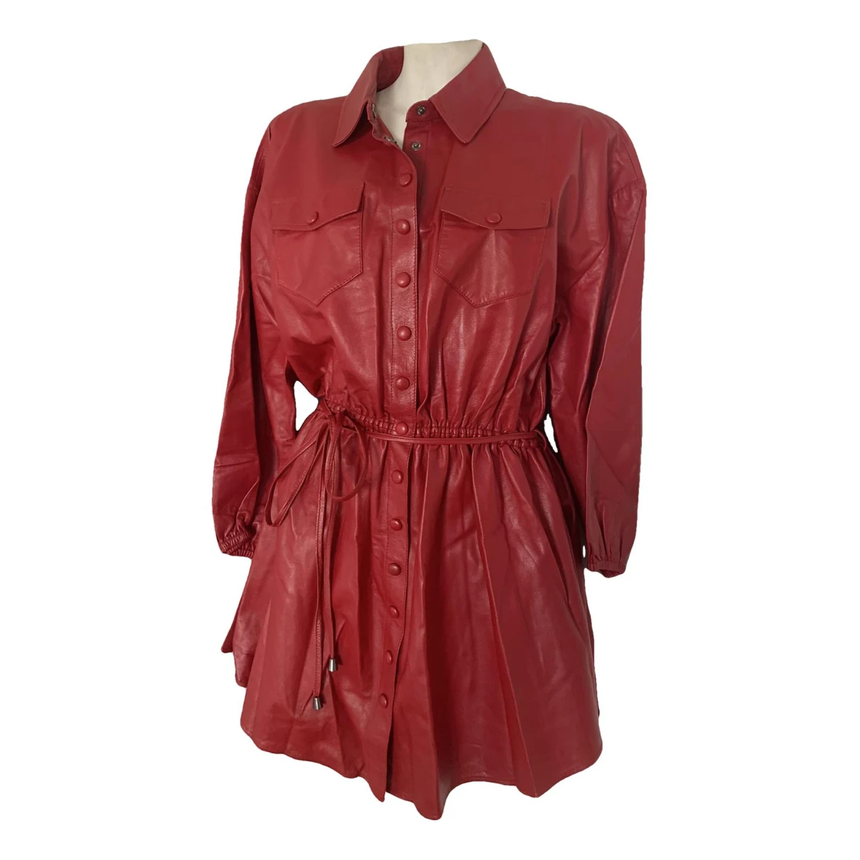 Pre-owned Retroféte Leather Mid-length Dress In Red