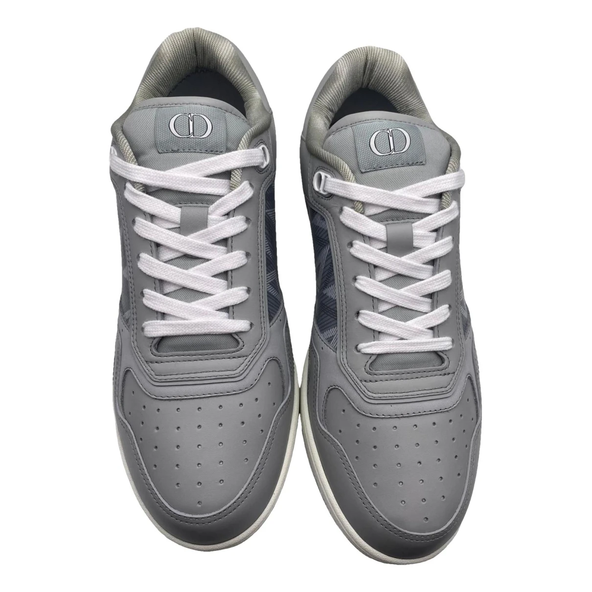 Pre-owned Dior Leather Low Trainers In Grey