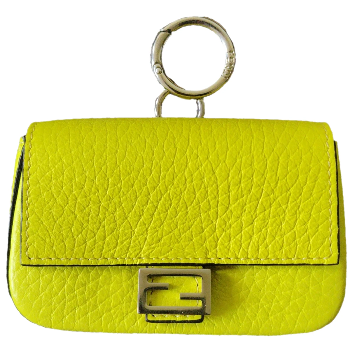 Pre-owned Fendi Baguette Leather Handbag In Yellow
