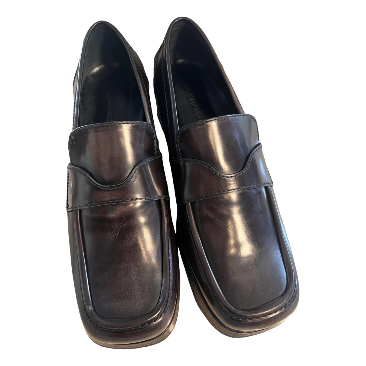 Pre-owned Eckhaus Latta Leather Flats In Brown