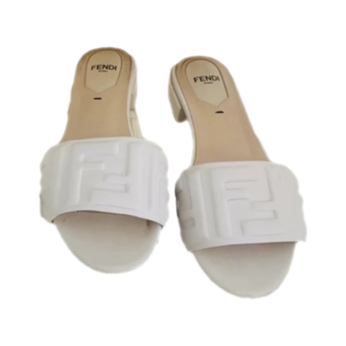 Pre-owned Fendi Leather Mules In White