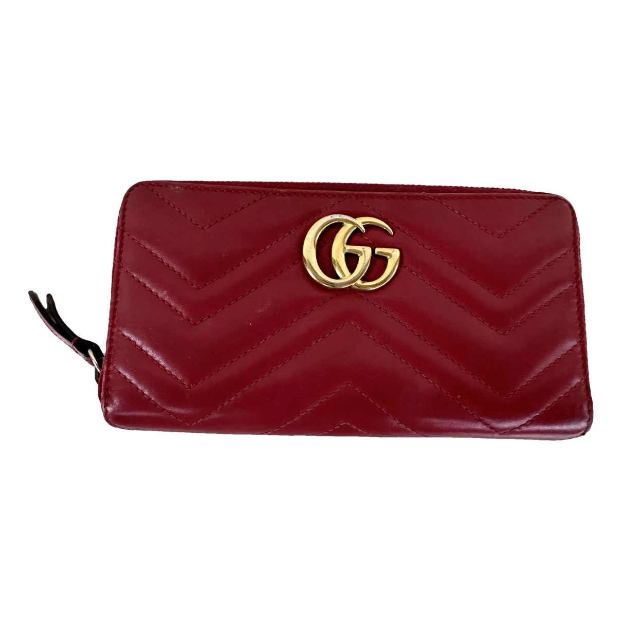 Pre-owned Gucci Marmont Leather Purse In Red