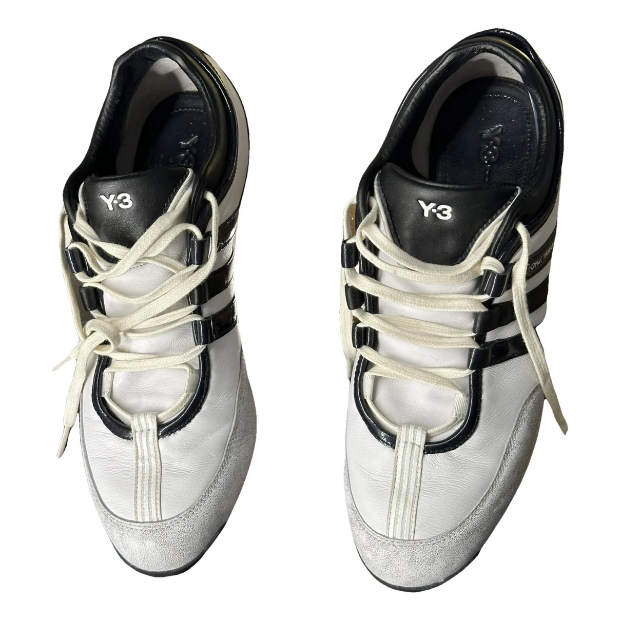 Pre-owned Y-3 Leather Low Trainers In White