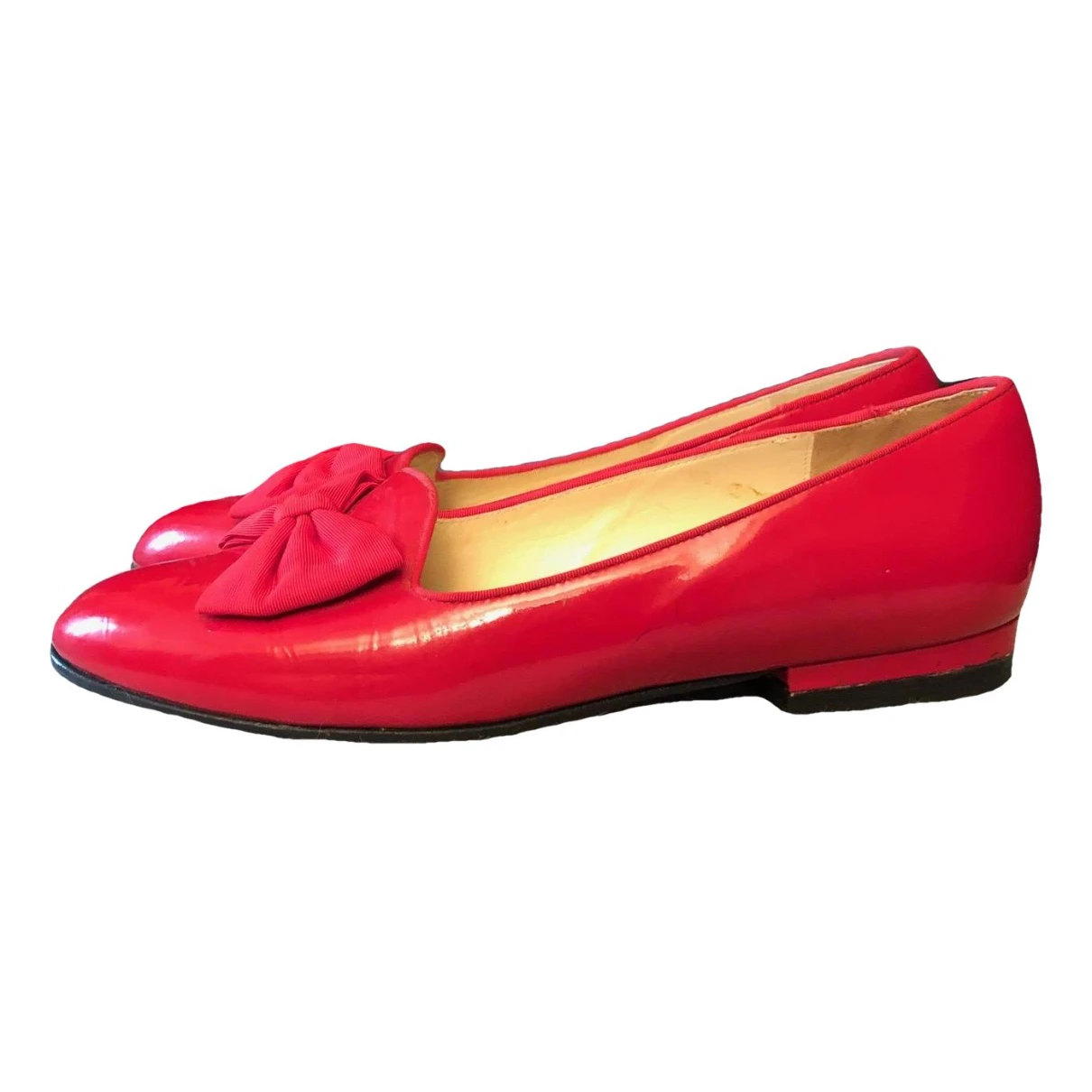 Pre-owned Carel Patent Leather Ballet Flats In Red