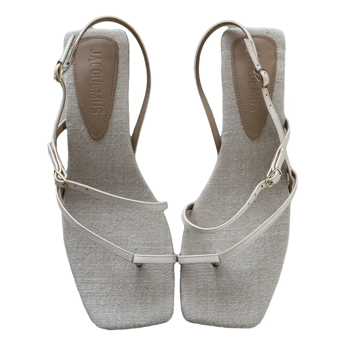 Pre-owned Jacquemus Tweed Sandal In White