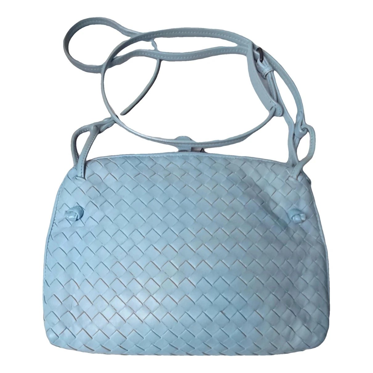Pre-owned Bottega Veneta Nodini Leather Crossbody Bag In Blue