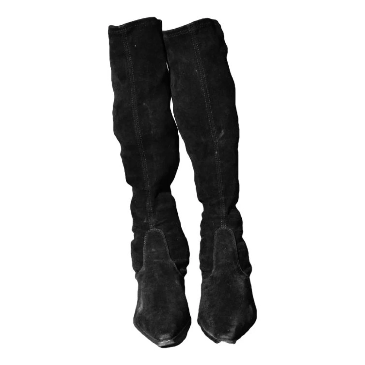 Pre-owned Parallele Velvet Boots In Black