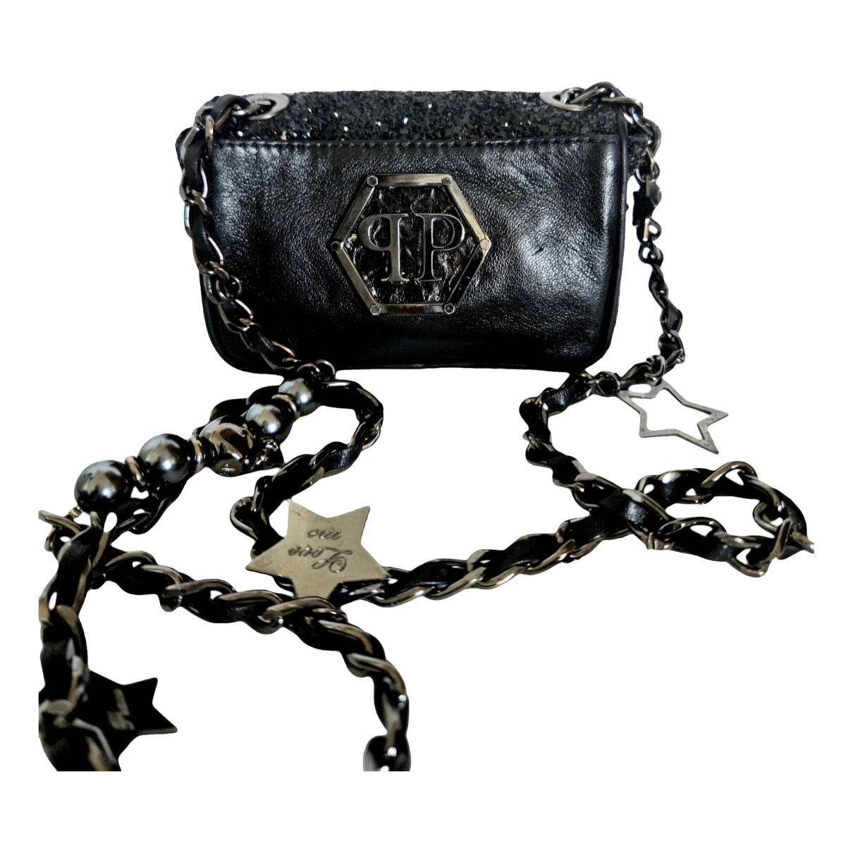 Pre-owned Philipp Plein Leather Crossbody Bag In Black