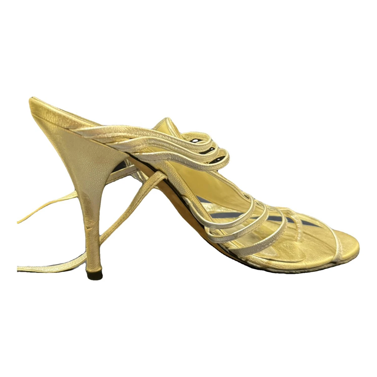 Pre-owned Versace Leather Sandal In Gold