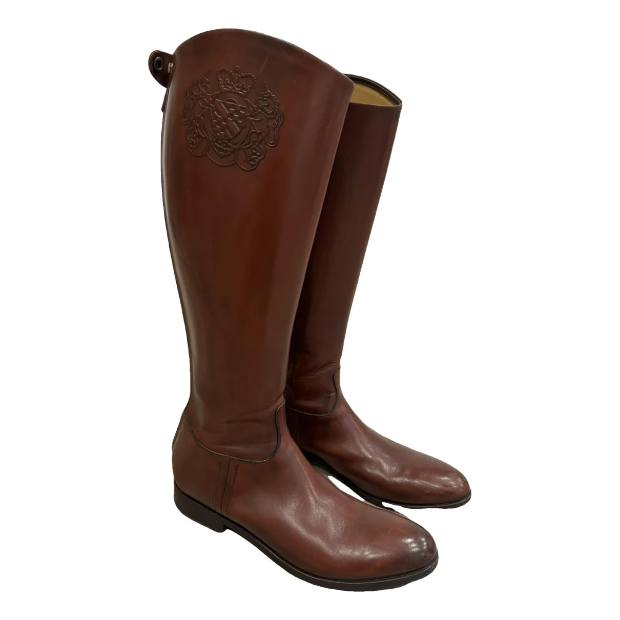 Pre-owned Alberto Fasciani Leather Riding Boots In Burgundy
