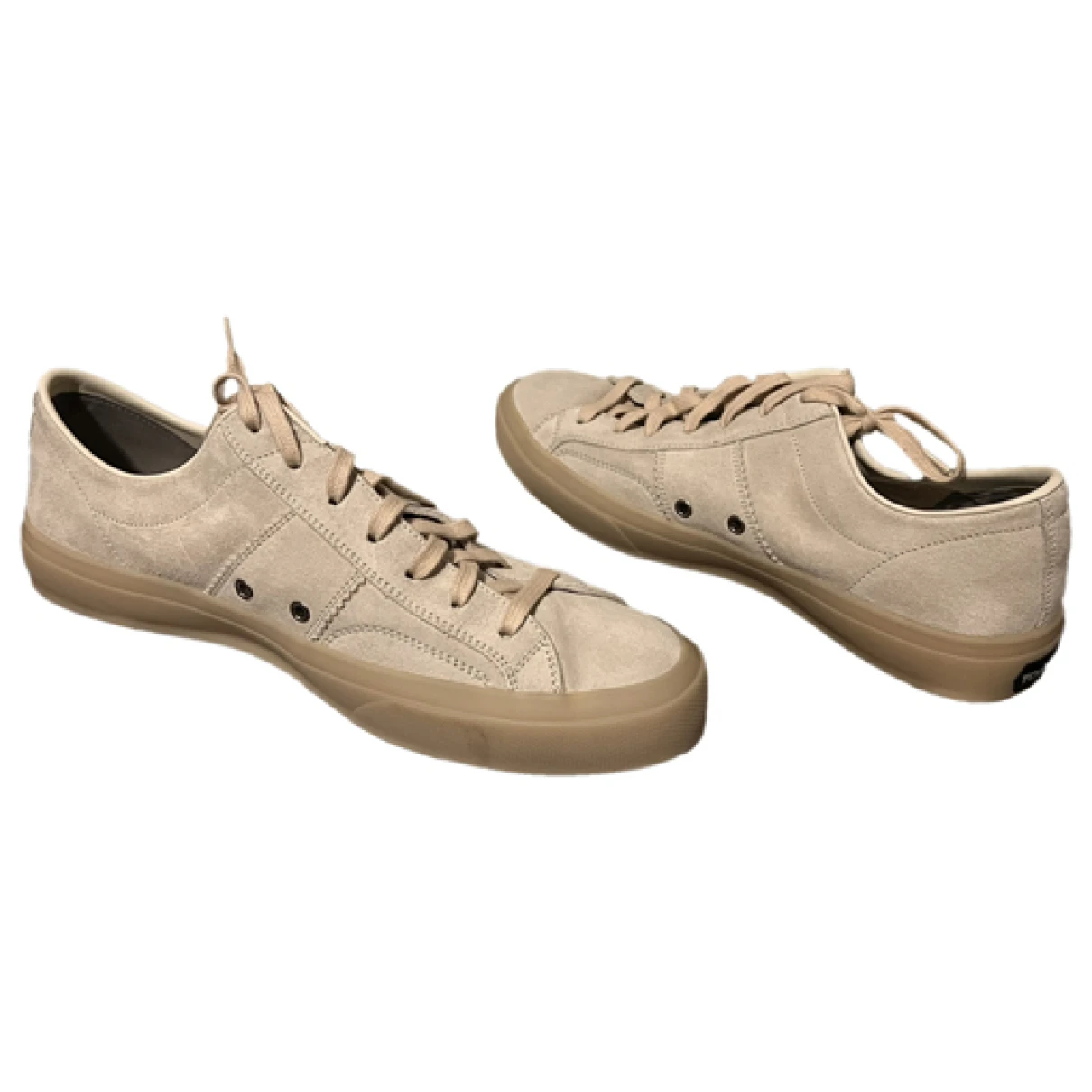 Pre-owned Tom Ford Leather Low Trainers In Khaki