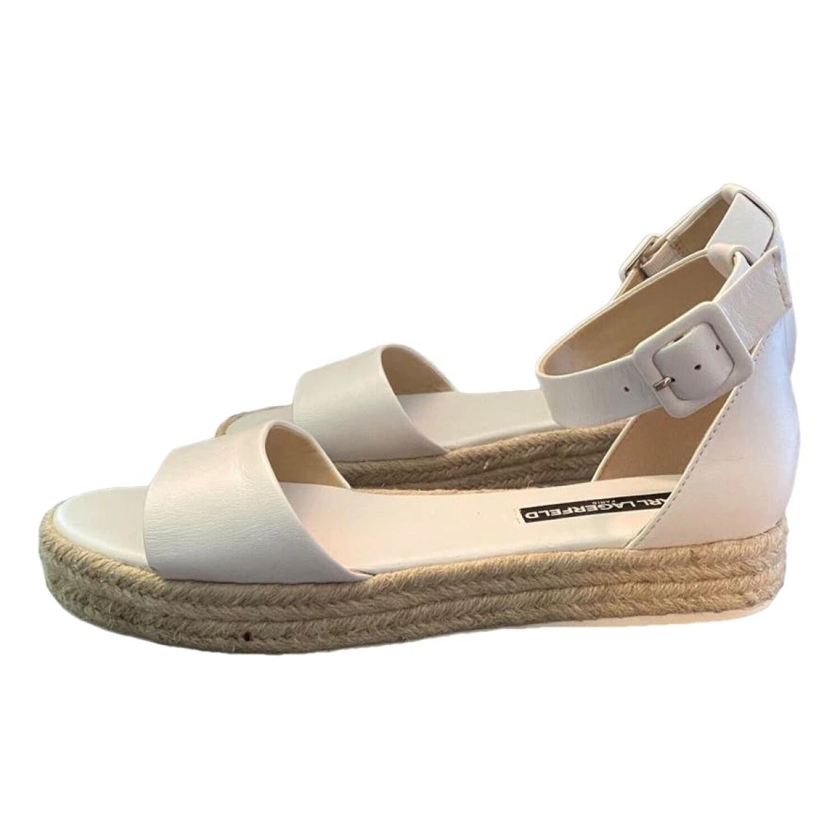 Pre-owned Karl Lagerfeld Leather Sandal In White