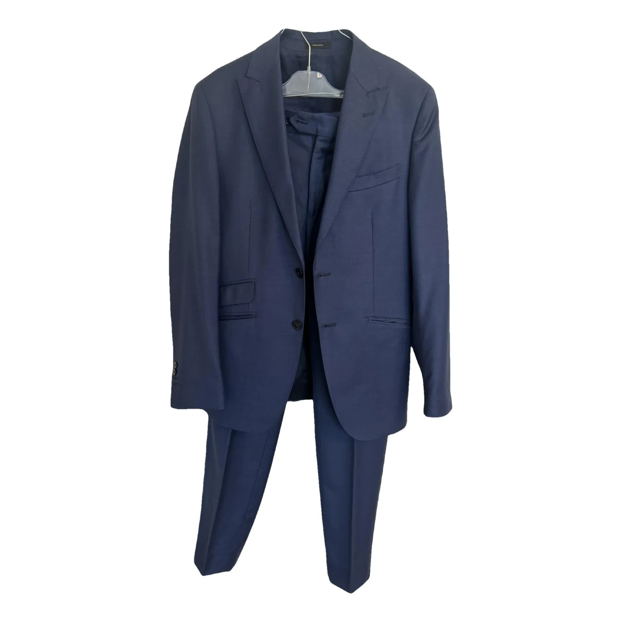 Pre-owned Massimo Dutti Wool Suit In Navy