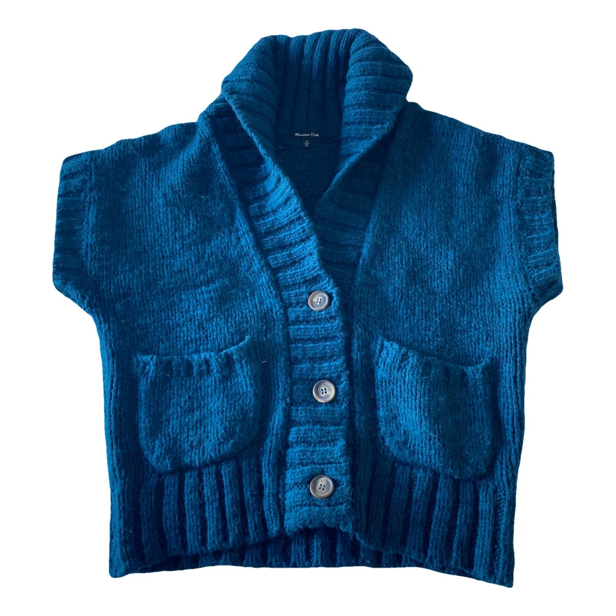 Pre-owned Massimo Dutti Wool Cardigan In Blue