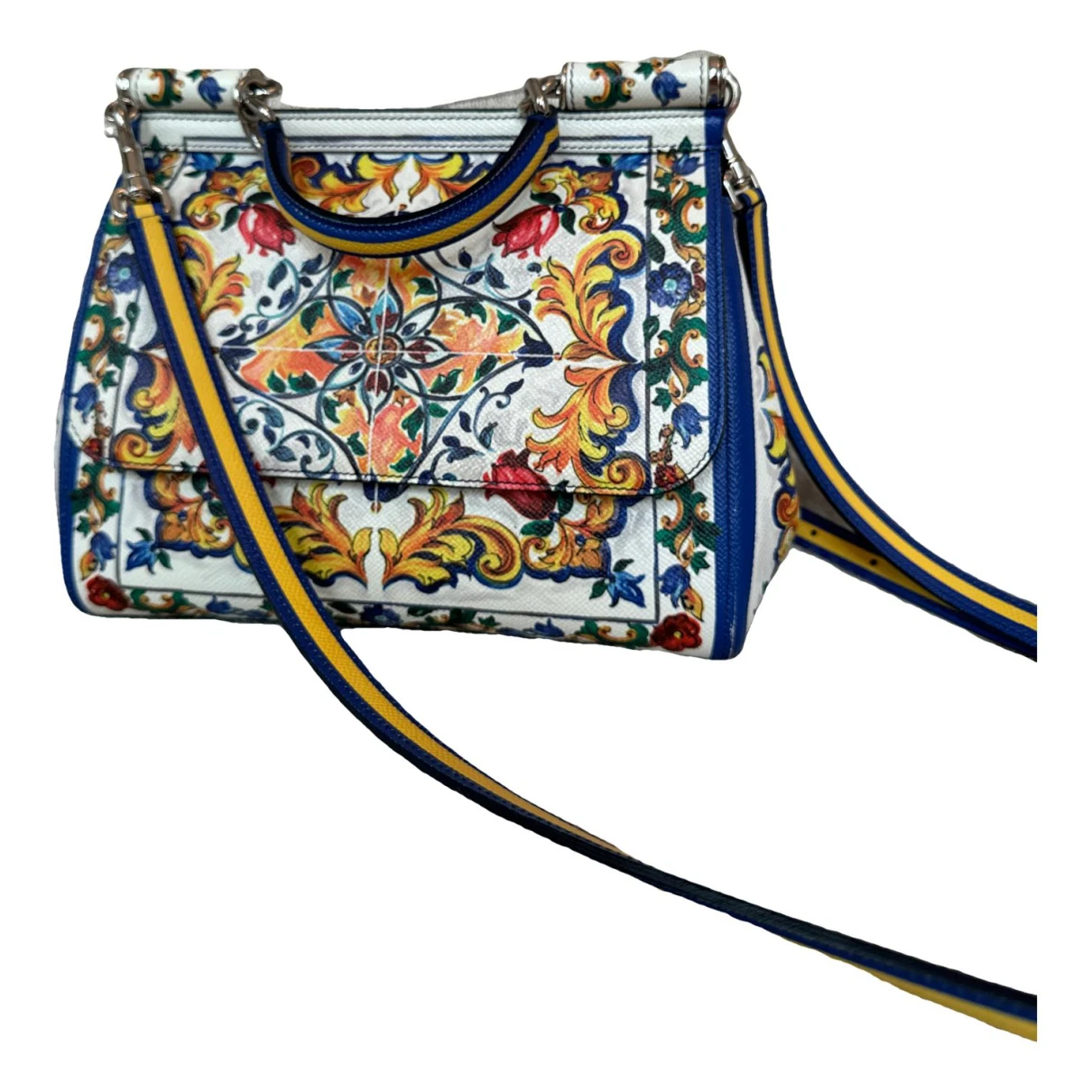 Pre-owned Dolce & Gabbana Sicily Leather Crossbody Bag In Multicolour