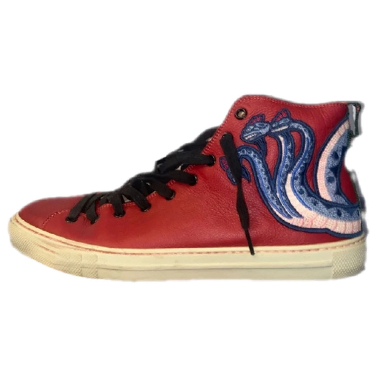 Pre-owned Gucci Leather High Trainers In Red