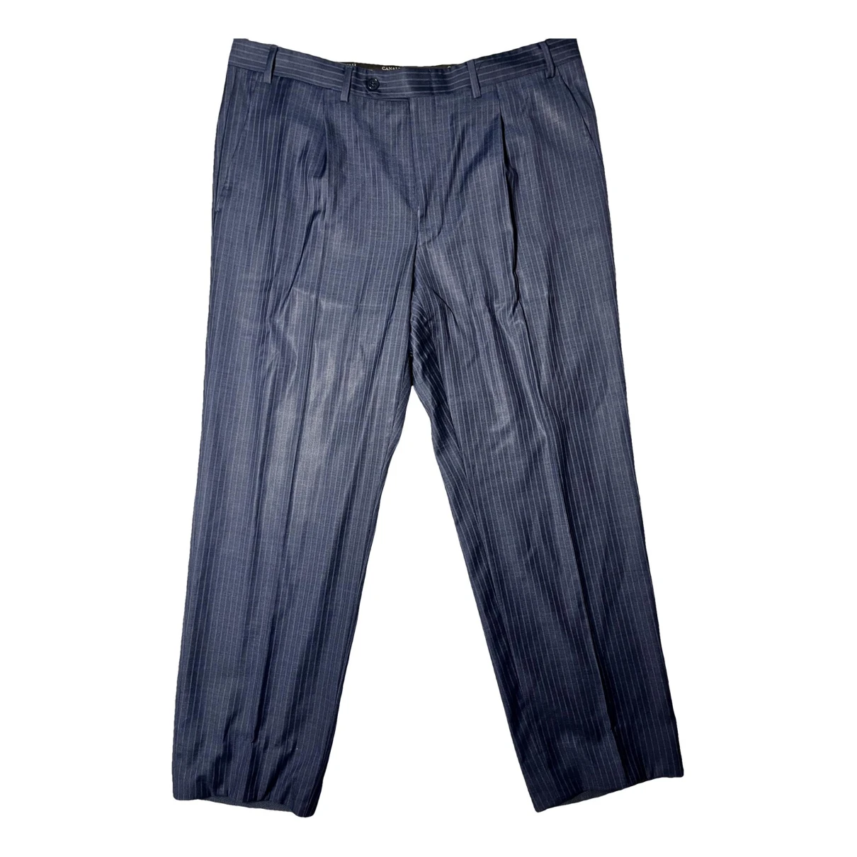 Pre-owned Canali Wool Trousers In Navy