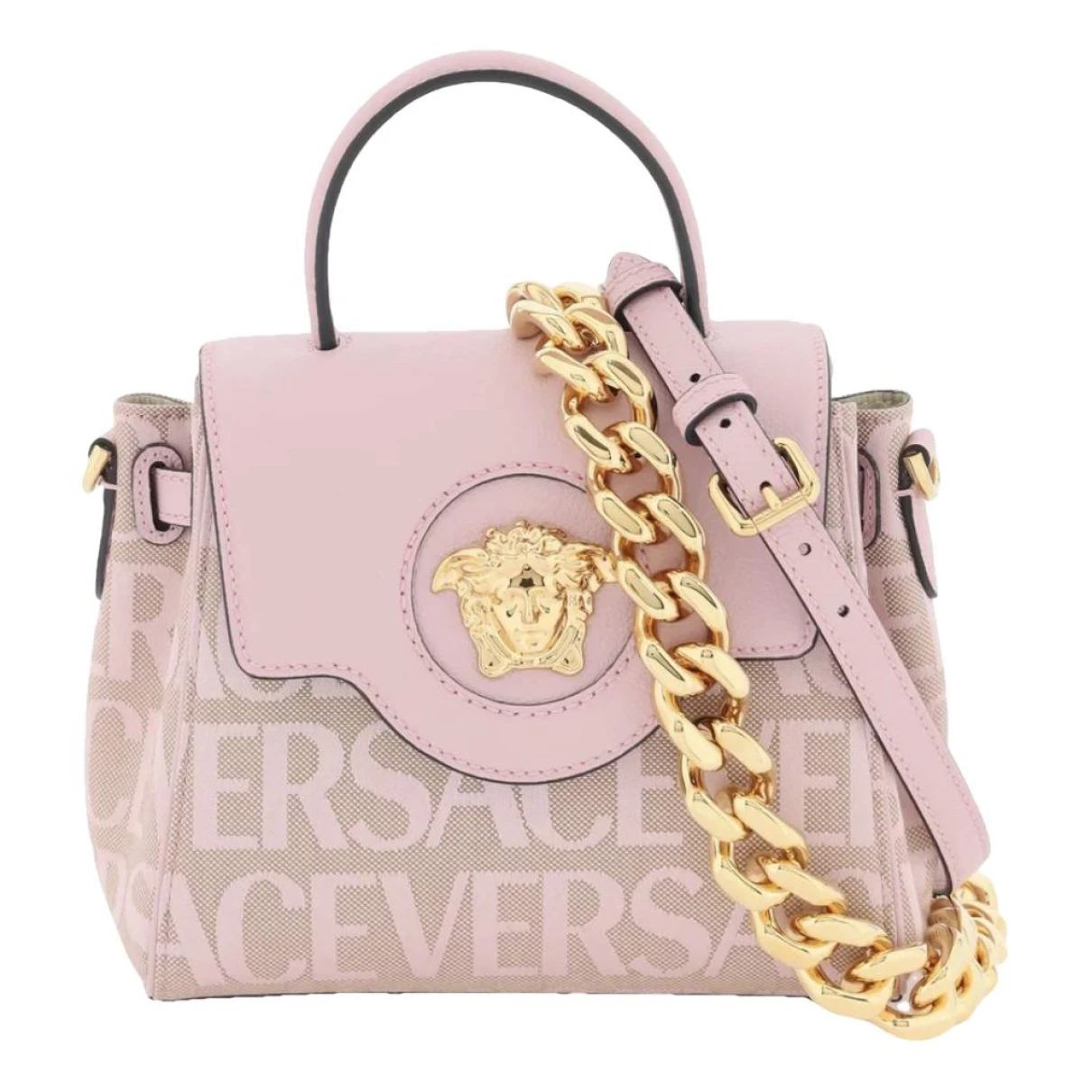 Pre-owned Versace La Medusa Leather Handbag In Pink