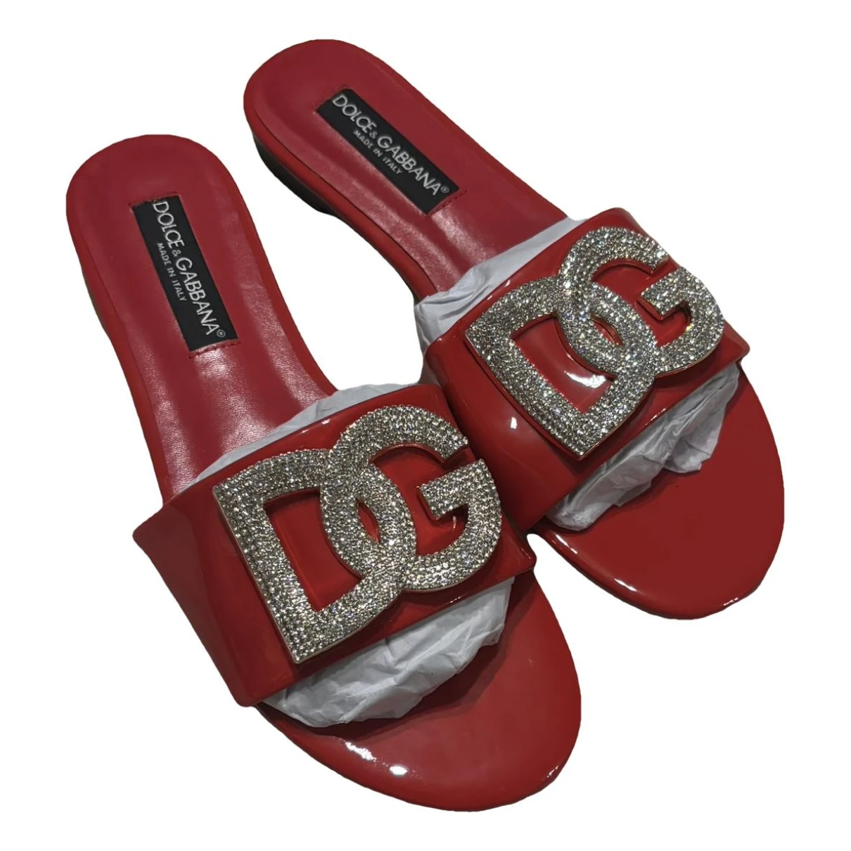 Pre-owned Dolce & Gabbana Patent Leather Mules In Red