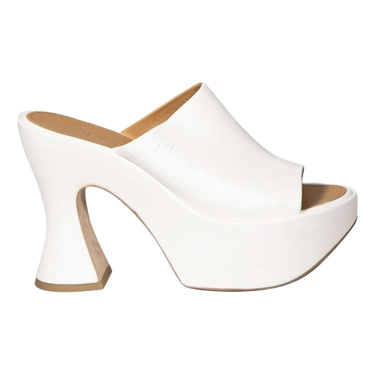 Pre-owned Loewe Leather Mules In White