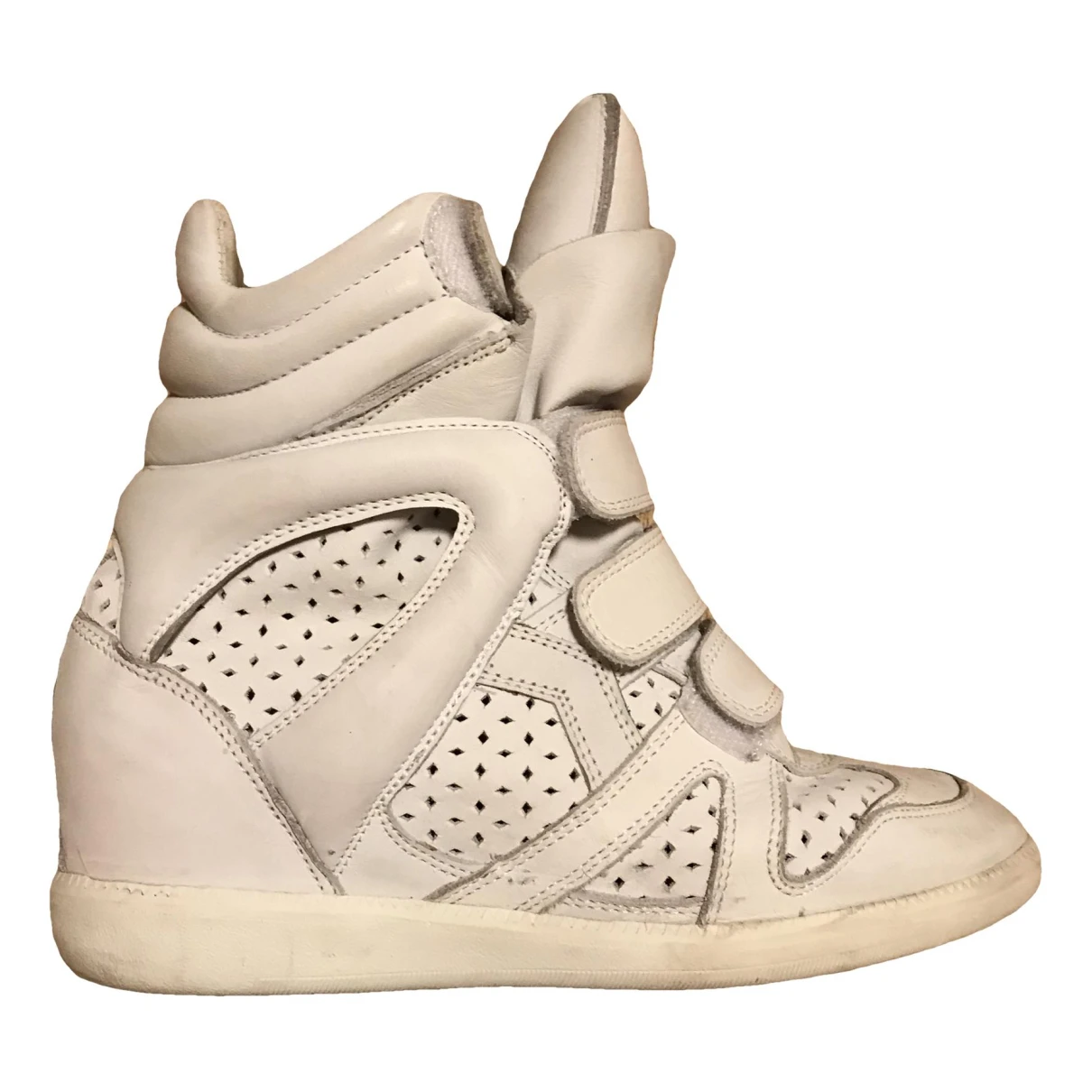 Pre-owned Isabel Marant Beckett Leather Trainers In White