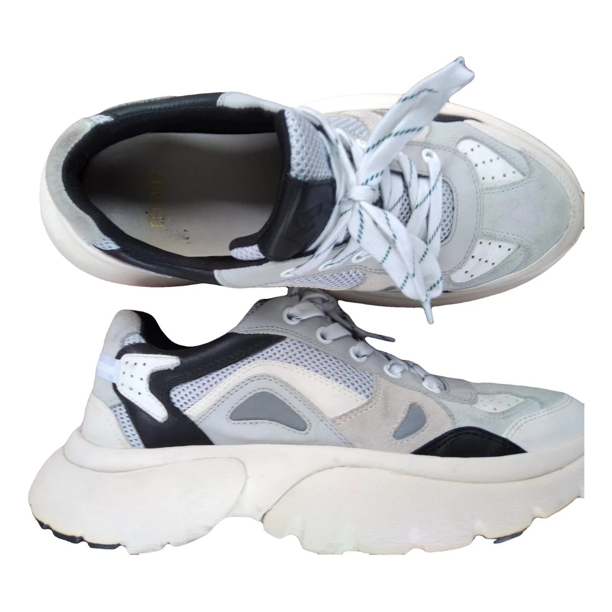 Pre-owned Maje W20 Leather Trainers In Silver