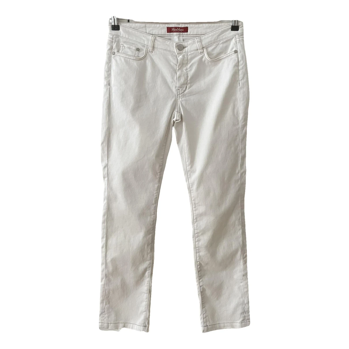 Pre-owned Max Mara Straight Jeans In White